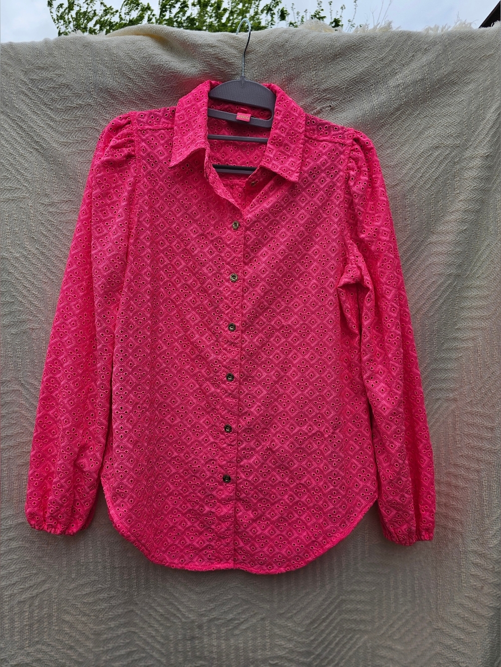 Lilly Pulitzer Hot Pink Eyelet Button-Down Shirt